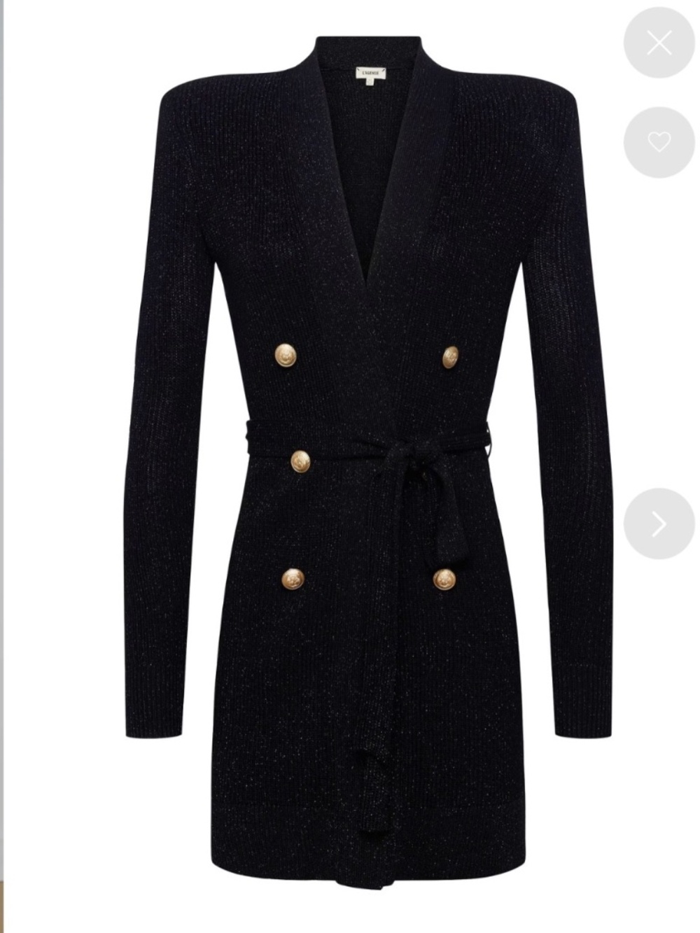 NWT  L’AGENCE NOE DOUBLE-BREASTED CARDIGAN IN BLACK SIZE XXL